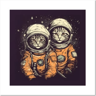 Two Astronaut Cats Posters and Art